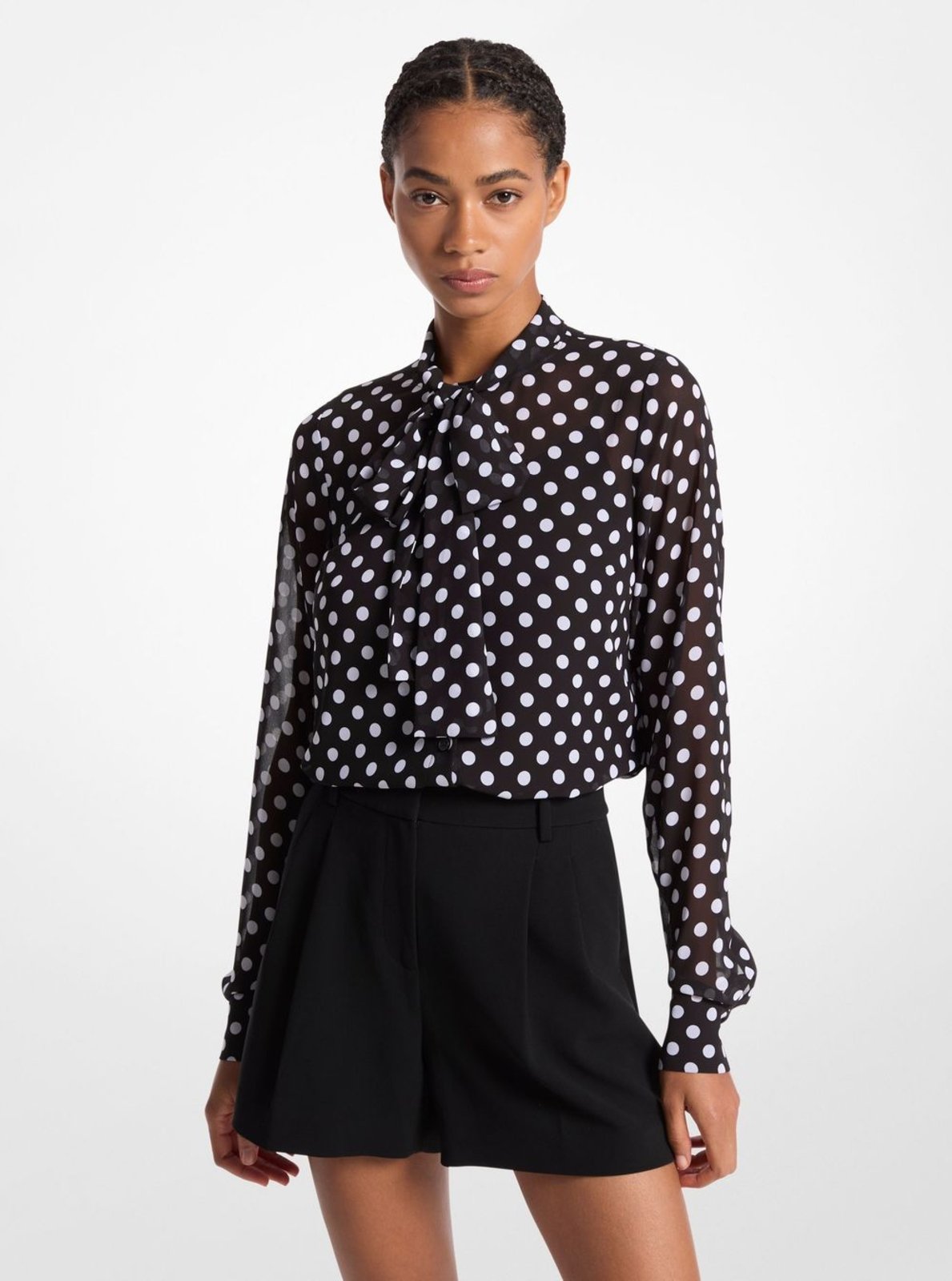 Vista 2 Camisa Parisian Georgette Mf440i8f4m048 Michael Kors preto Michael Kors preto
