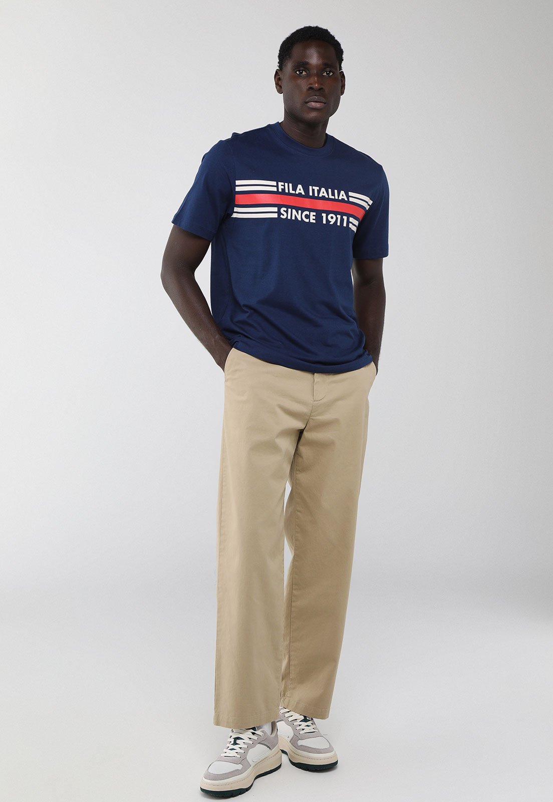 Vista 3 Camiseta Masculina Fila Comfort 1911 GT azul marinho Fila azul marinho