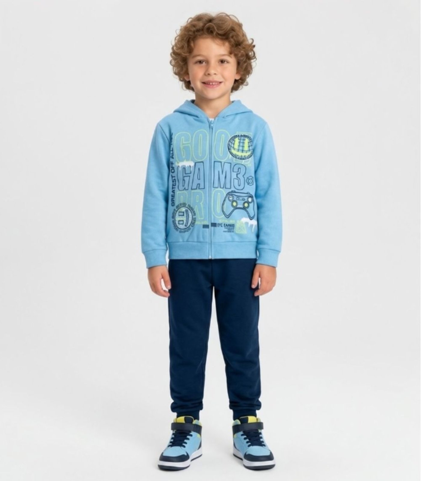 Infantil - Conjunto Moletom Menino Jaqueta E Calça Kappes Azul