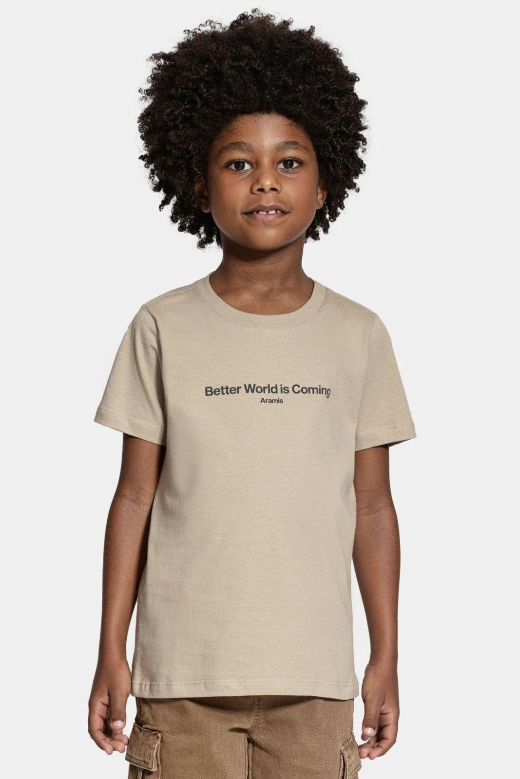 Infantil – Camiseta Aramis Manga Curta frase Caqui