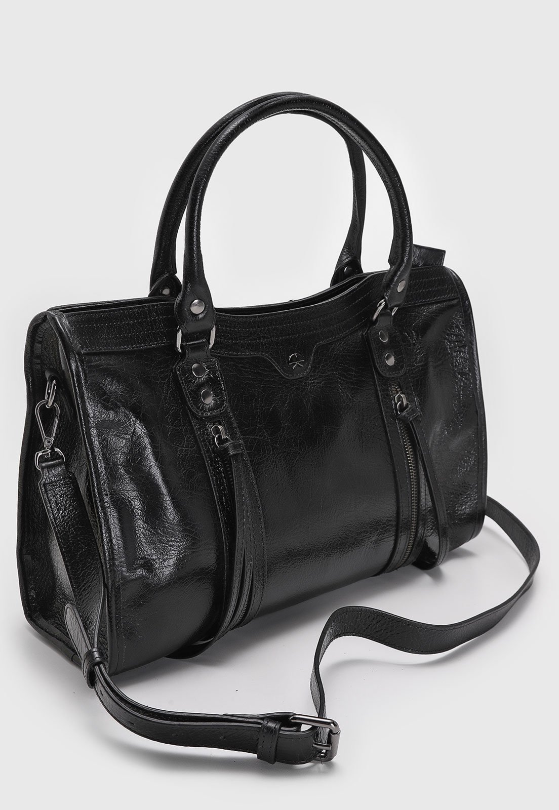 Vista 3 Bolsa Luiza Barcelos Alça dupla Preta preto preto