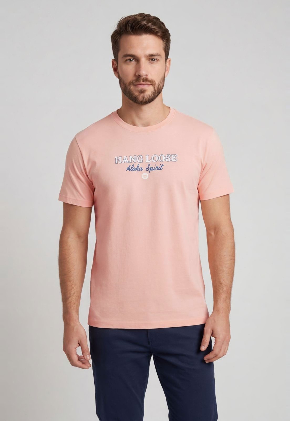 Camiseta Masculina Hang Loose Estampa Aloha Spirit Rosa
