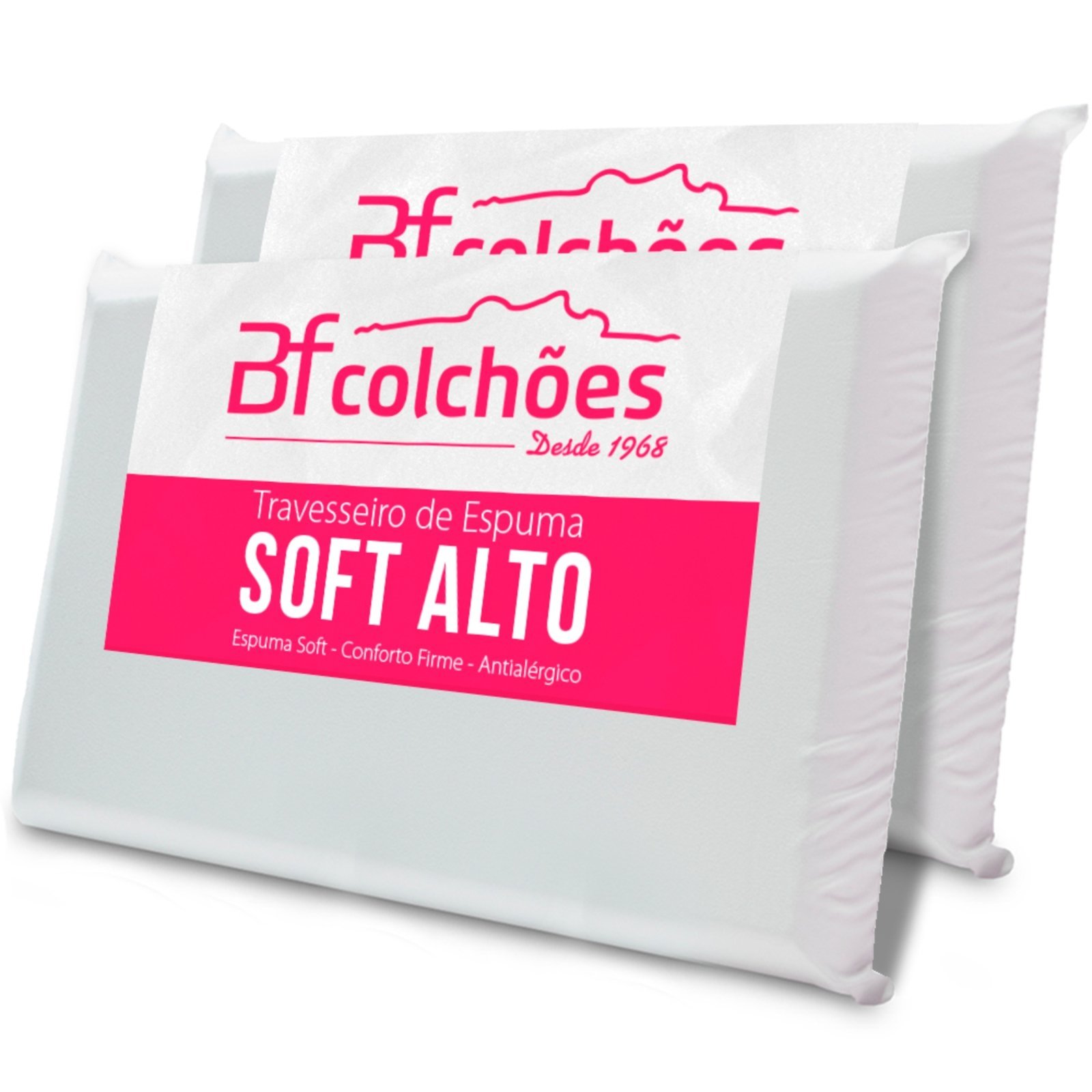kit 2 Travesseiro Alto Espuma Ortopédico Soft Firme 50x70x14