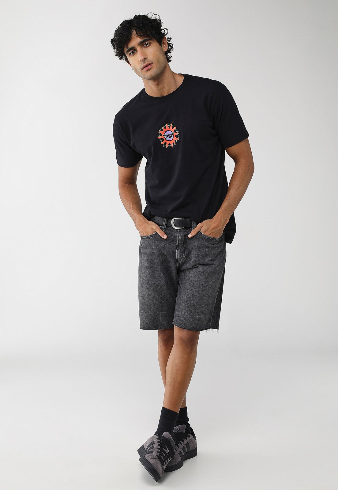 Vista 3 Camiseta Masculina Hang Loose Silk Genuine Preta preto Hang Loose preto