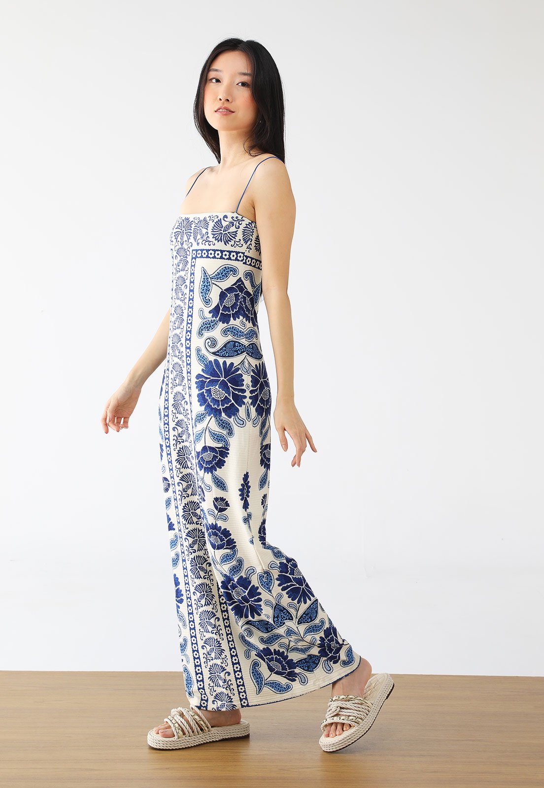 Vestido Canelado FARM Longo Valentina Branco