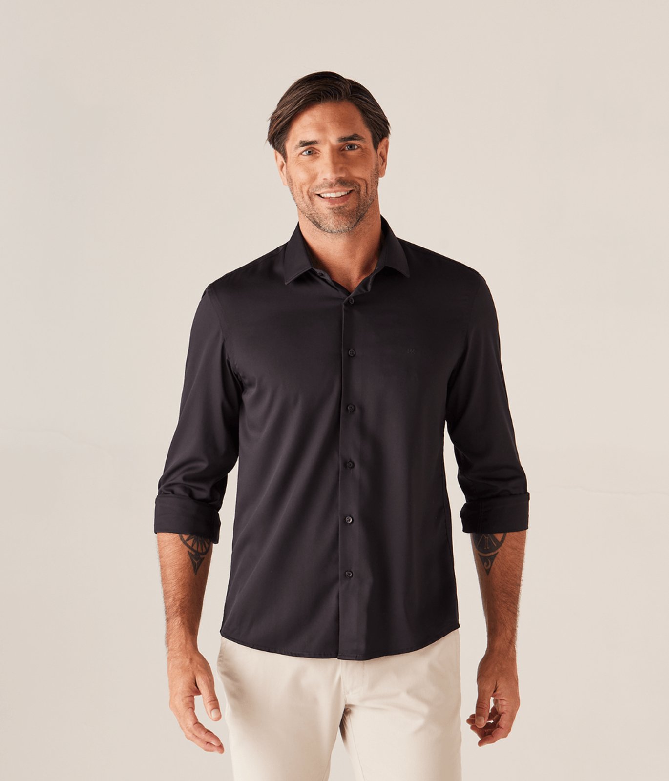 Camisa Bamboo Lisa Masculina Preta