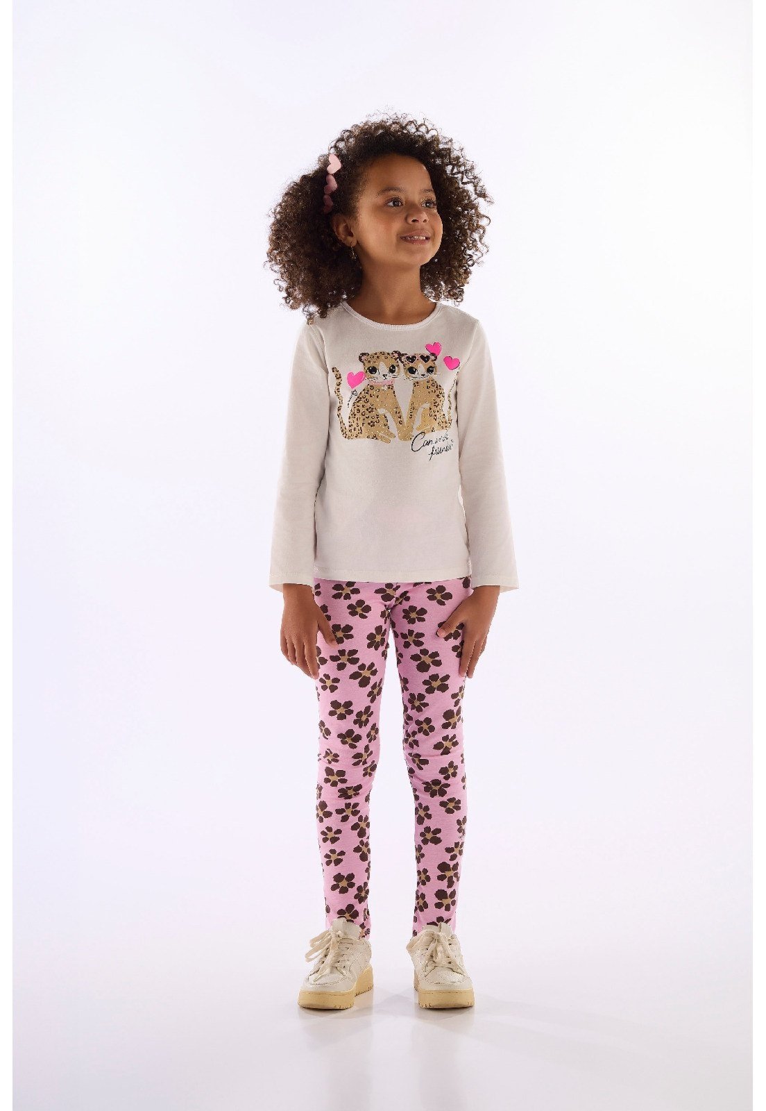 Infantil - Conjunto Blusa Legging Floral Quimby Branco