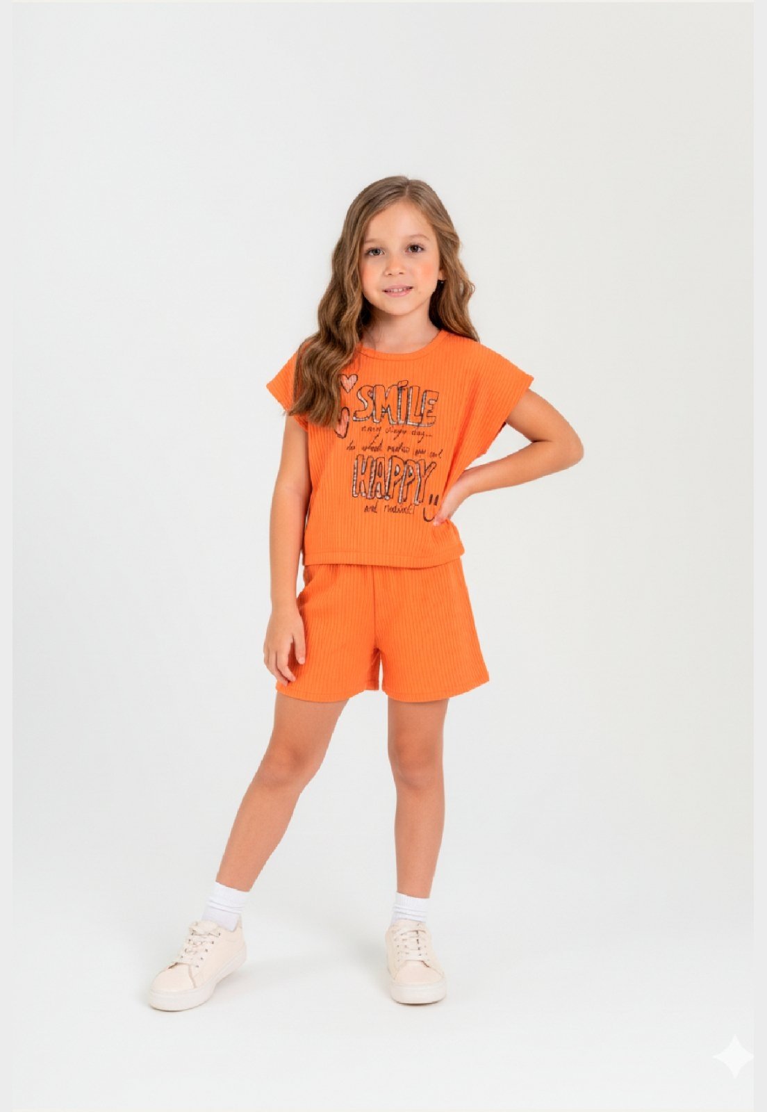 Infantil - Conjunto Cropped e Short Guloseima Laranja