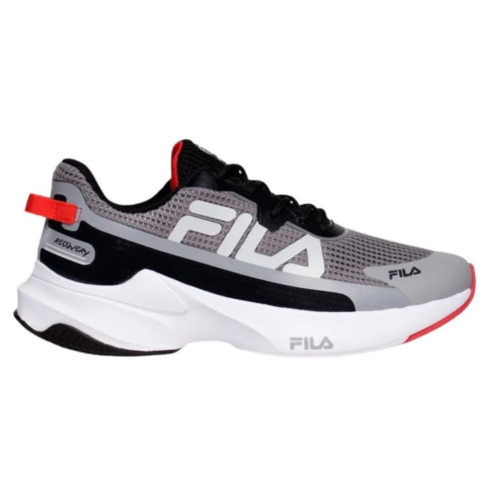 Tênis Fila Recovery Masculino - Cinza/preto/vermelho