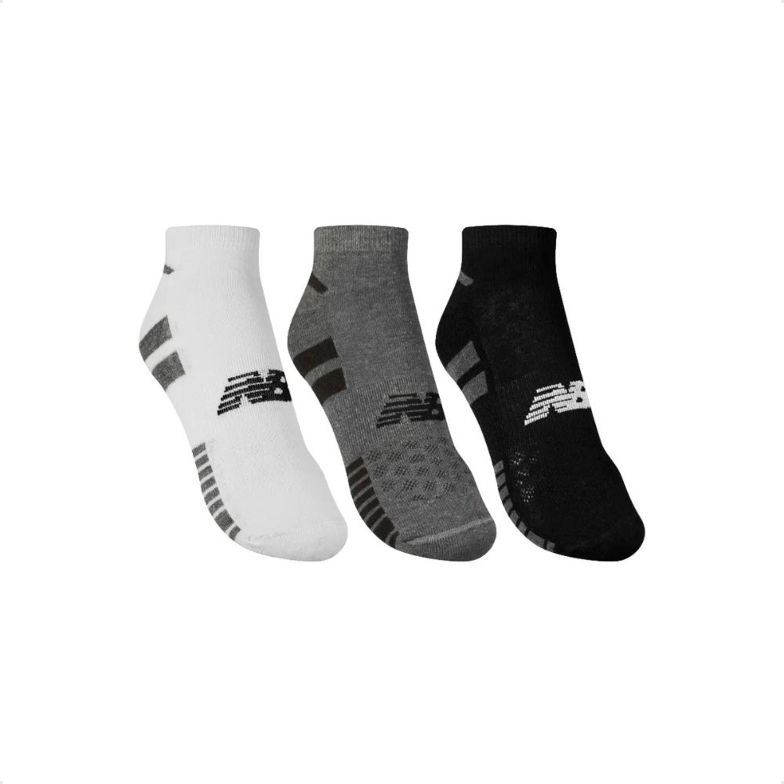 Kit de 3 Meias New Balance Cano Baixo Masculina Multicolorido
