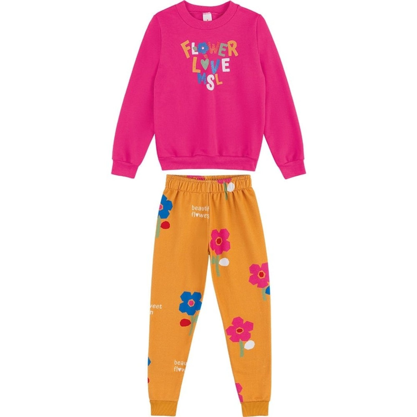 Infantil - Conjunto Longo Moletom Estampado Menina Marisol