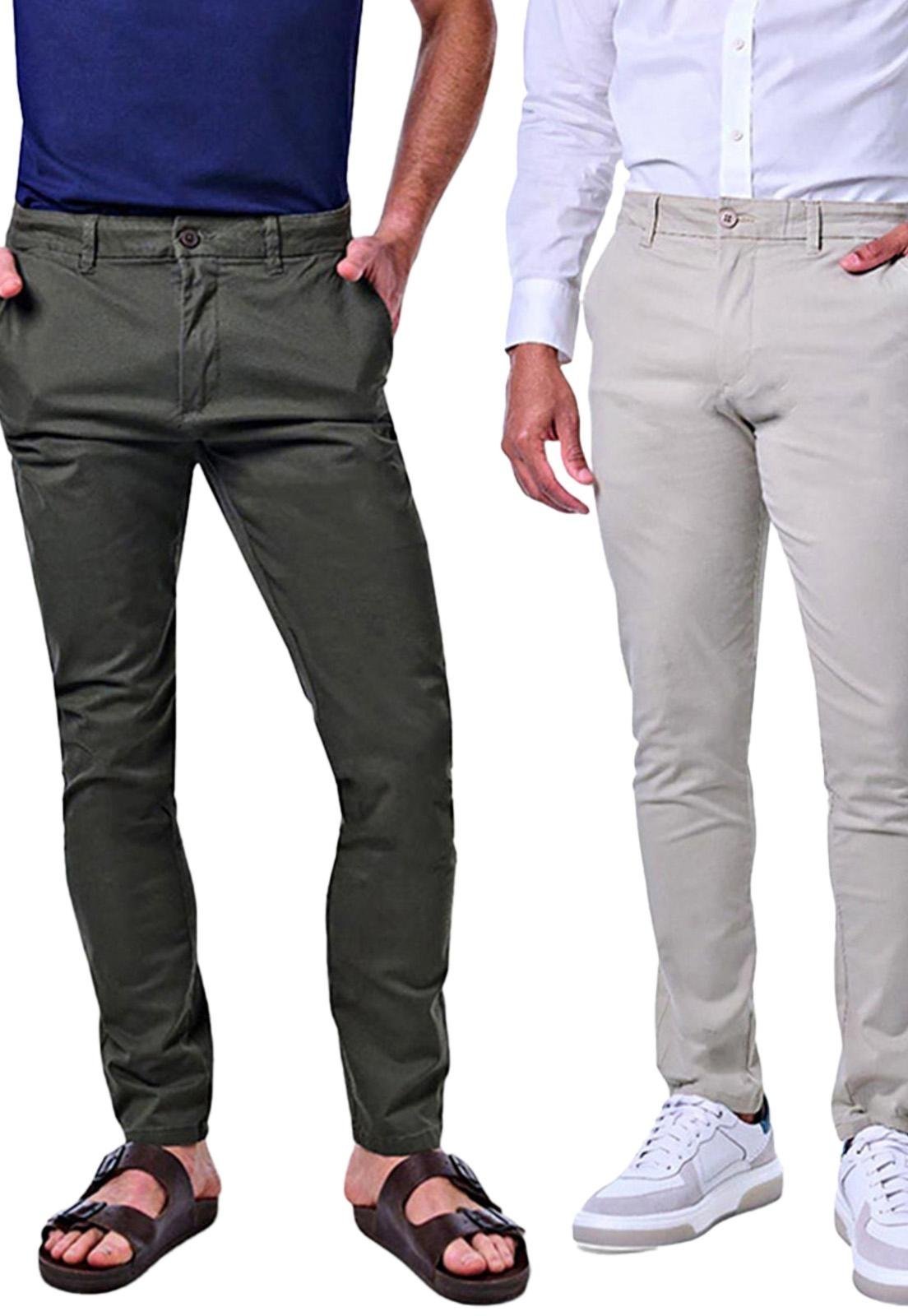 Kit 2 Calças Masculinas Chino Verde
