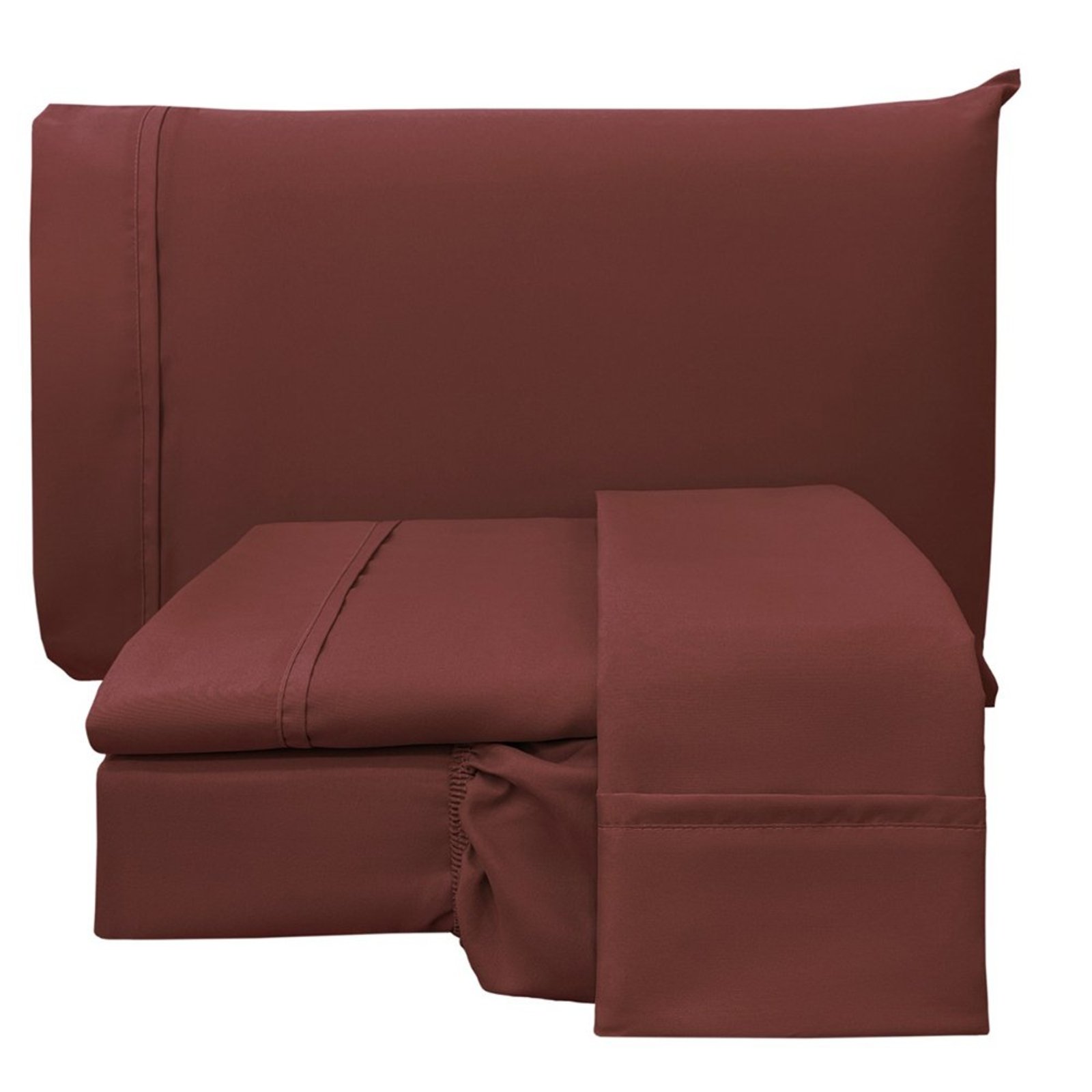 Jogo de Cama Lençol King Conforto Percal 300 Fios 4 Peças - Vinho - 100% Poliéster