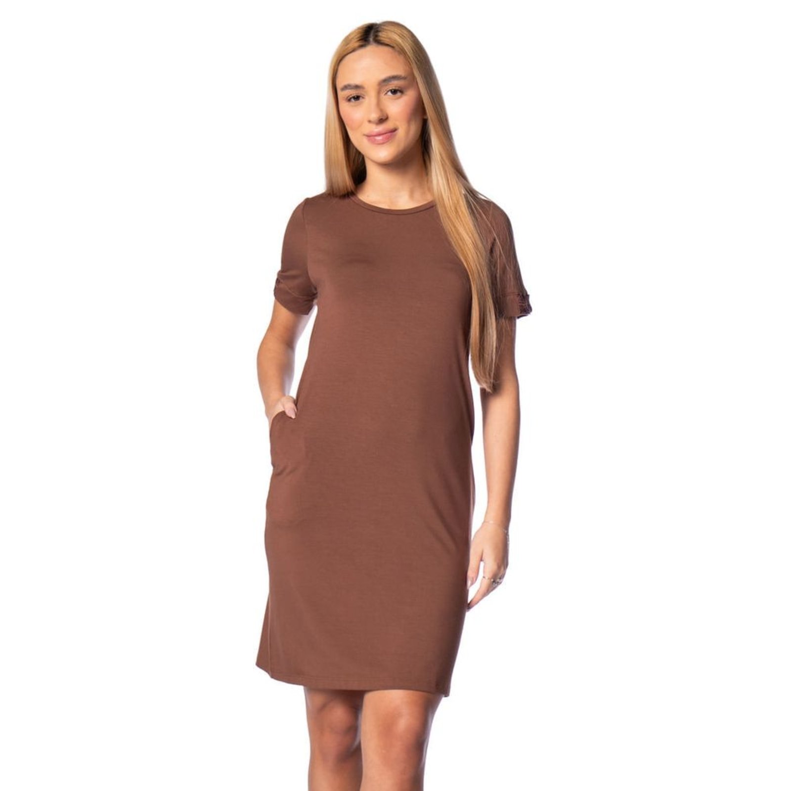 Vestido Feminino Olho Fatal Malha Detalhe Corda Marrom