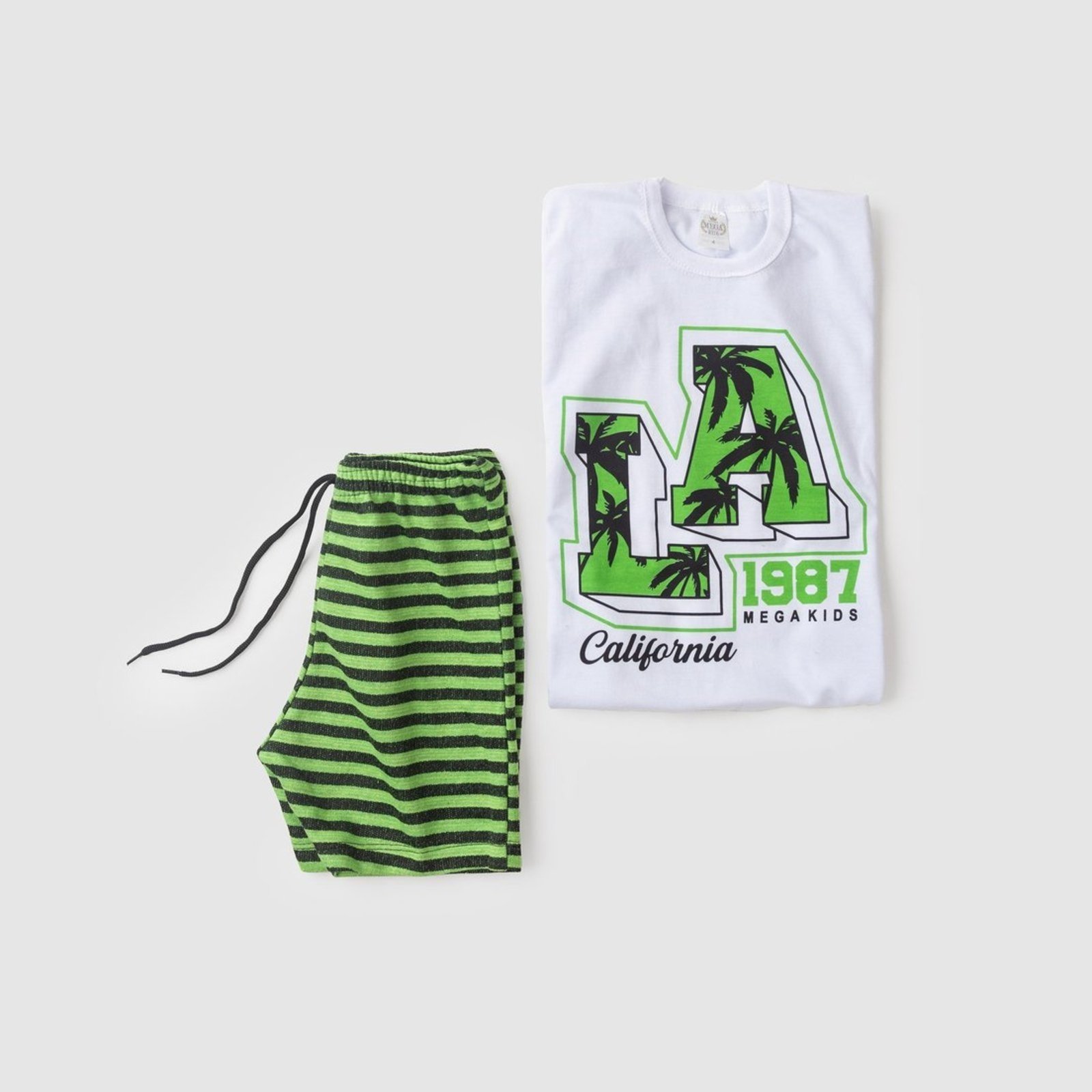 Vista 3 Infantil - Conjunto Verão Masculino LA California - Branco Mega Kids unico Mega Kids unico
