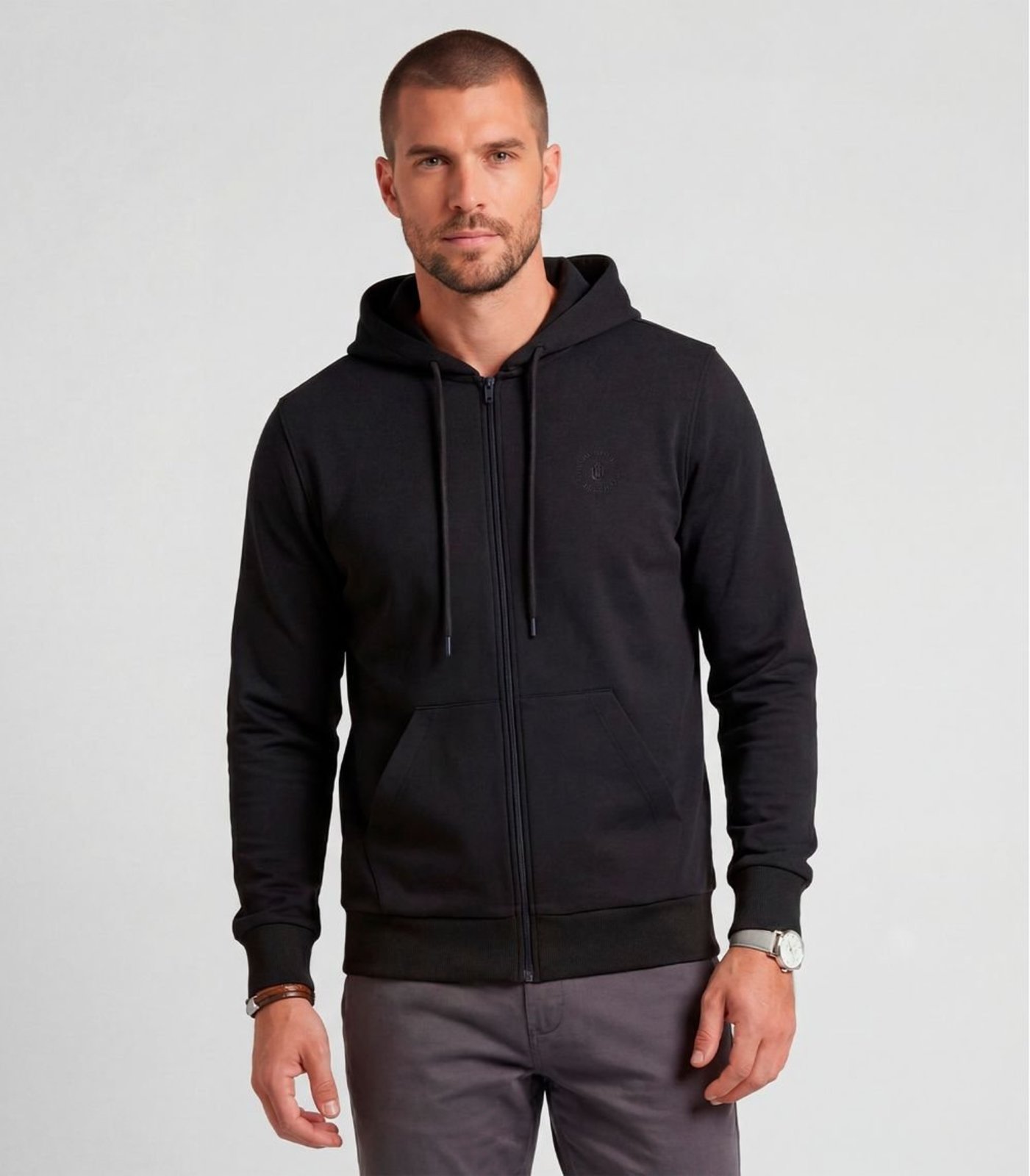 Jaqueta Masculina Moletom Felpada E Capuz Diametro Preto