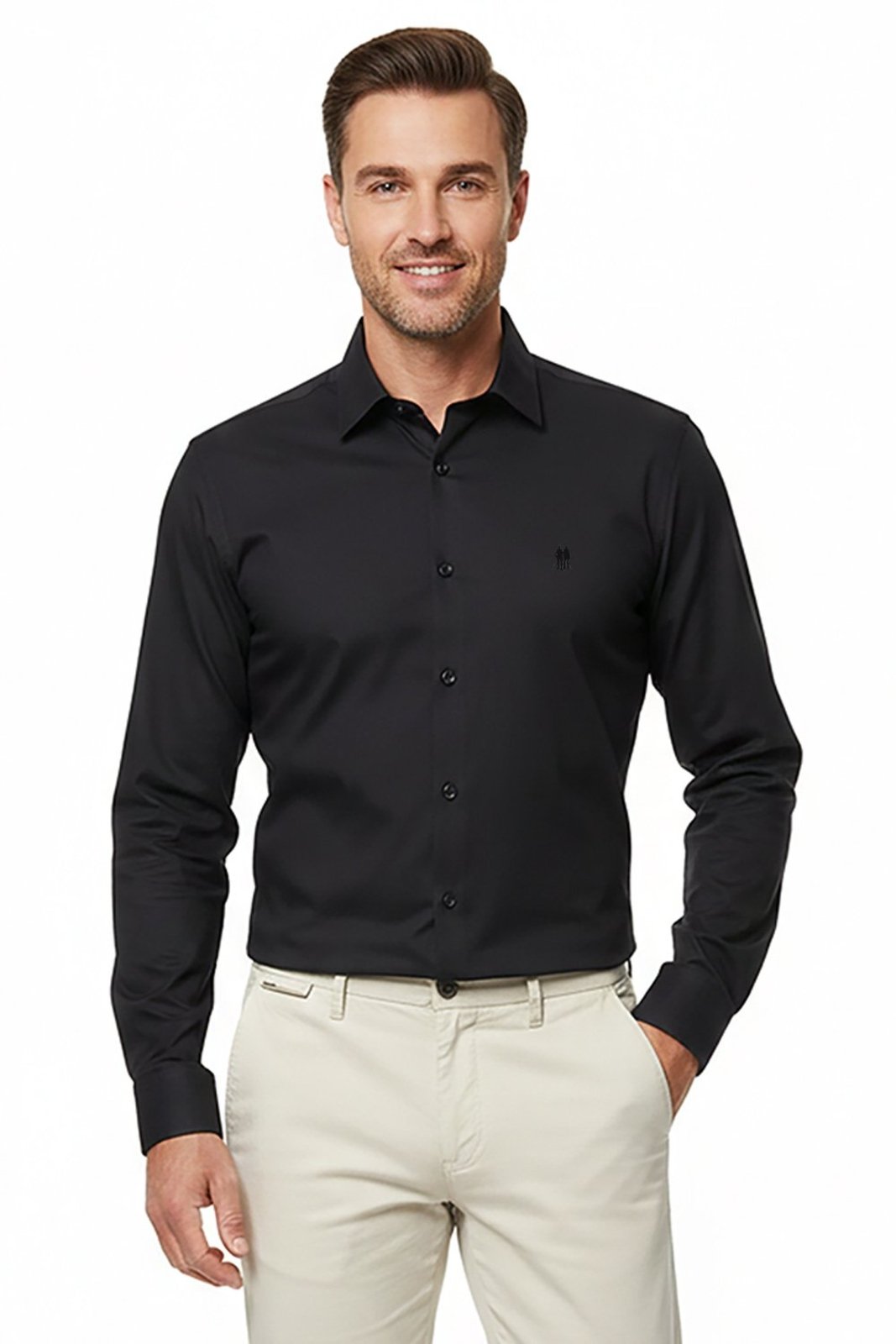 Camisa Masculina Slim Fit Premium Polo Wear Preto
