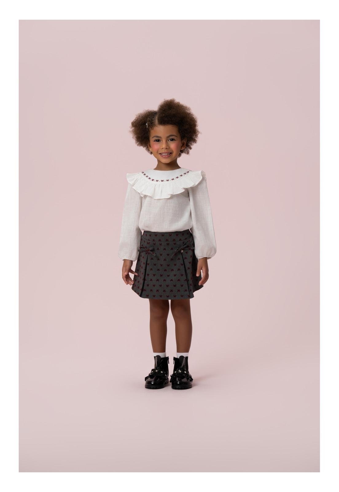Infantil - Conjunto Menina Saia Preto Petit Cherie 1 Off-white