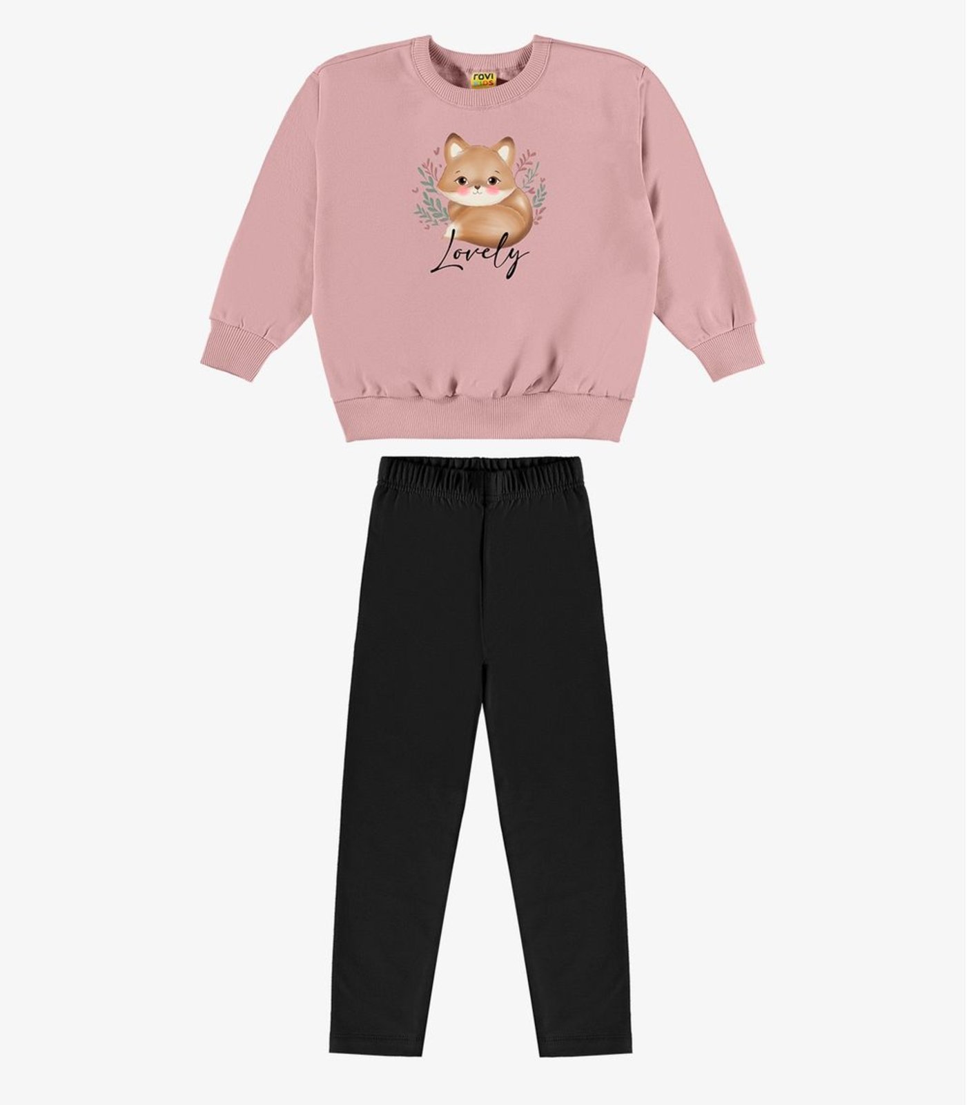 Infantil - Conjunto Blusão Com Legging Menina Rovi Rosa