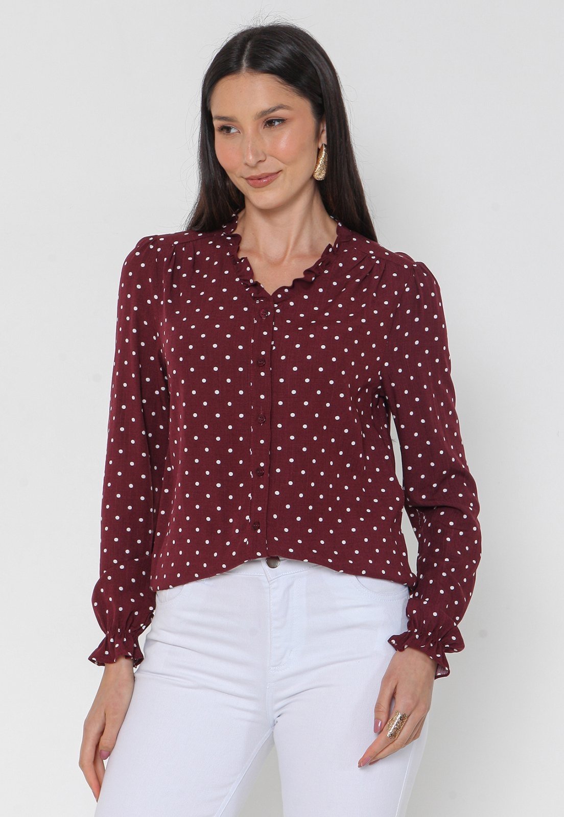 Camisa Intens Manga Longa Viscolinho Poá