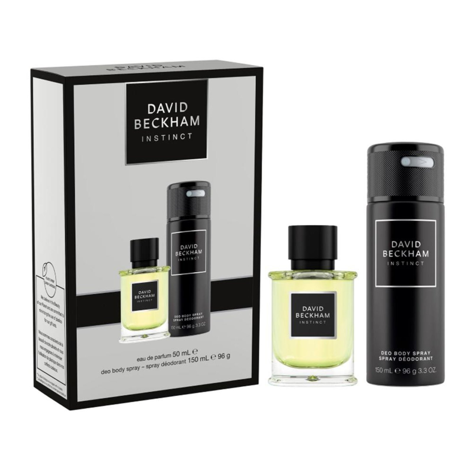Kit David Beckham Instinct Eau De Parfum Perfume Masculino 50Ml + Instinct Body Spray 150Ml