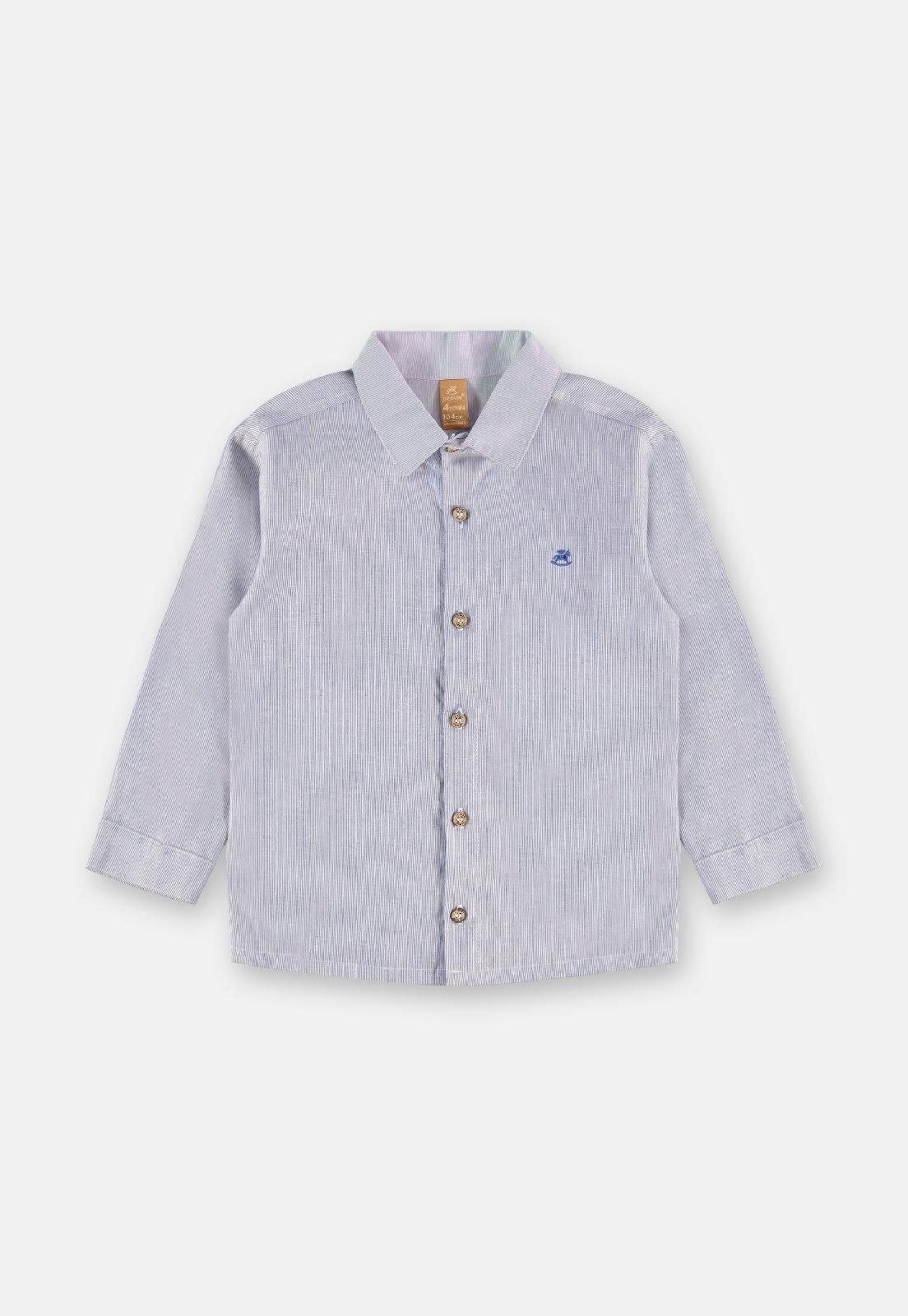 Vista 3 Infantil - Camisa Menino em Linho Listrado Up Baby azul Up Baby azul