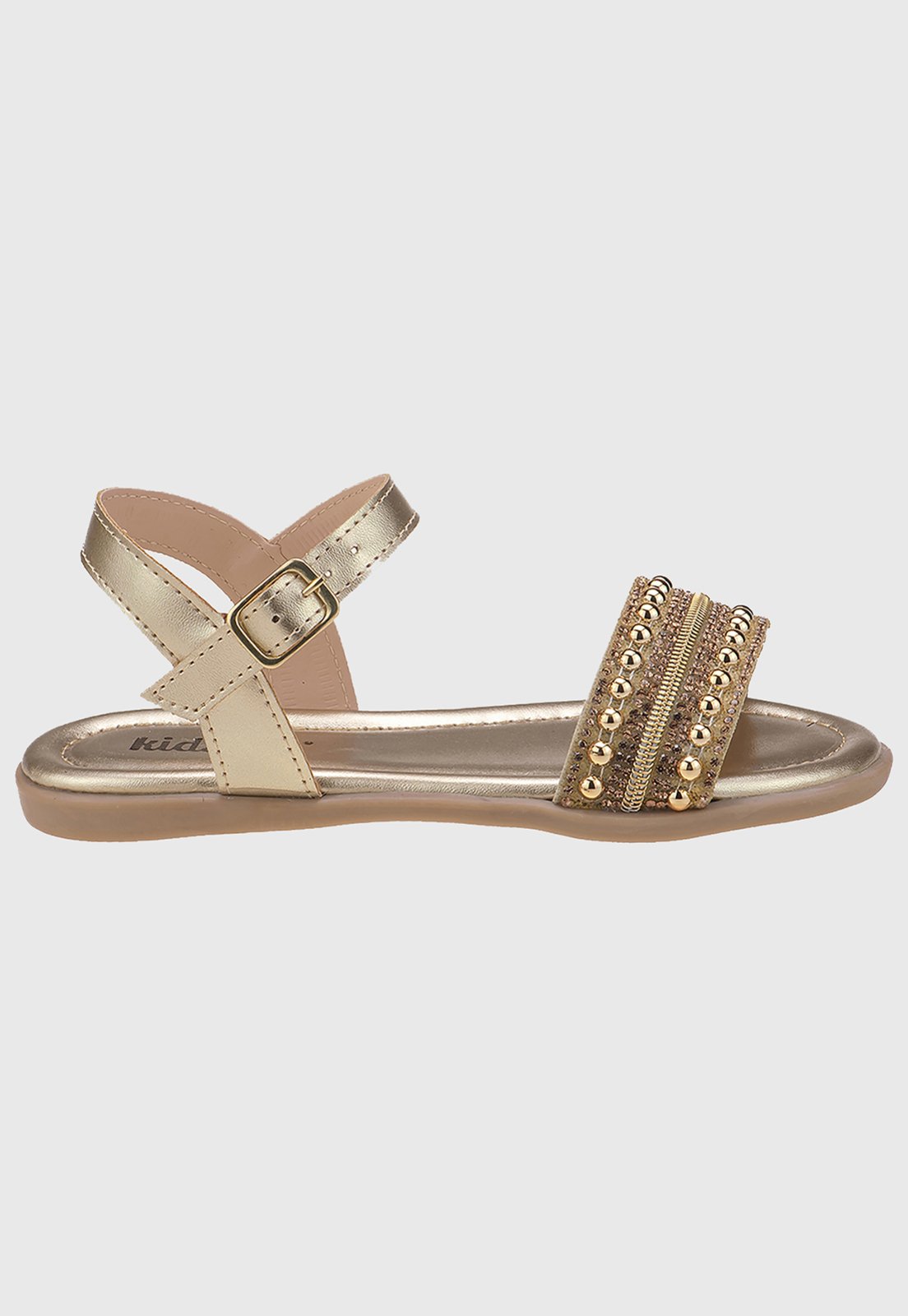 Vista 3 Infantil - Sandália Menina Rasteira Brilho Ouro tep Kidstep dourado Kidstep dourado