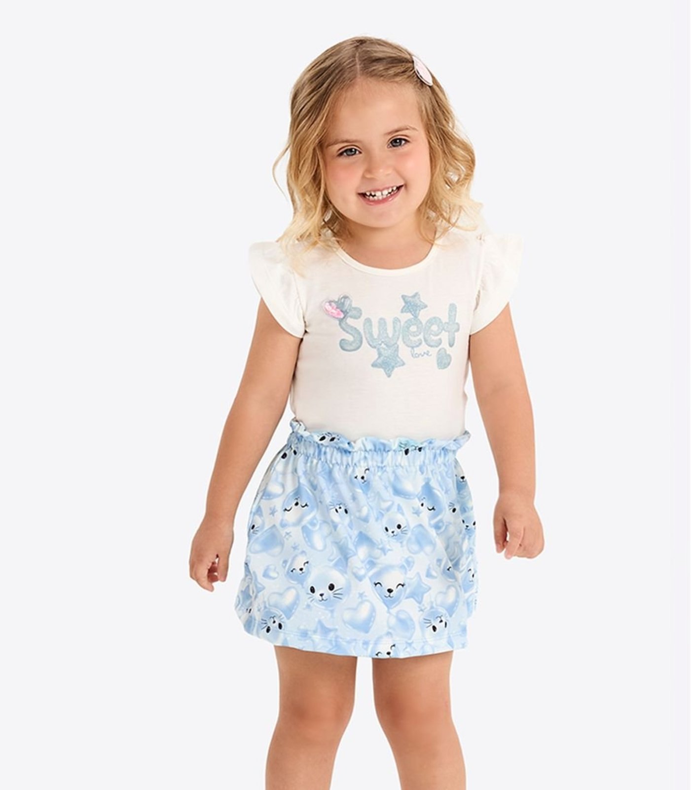 Infantil - Conjunto Verão Menina Com Glitter Rovi Bege
