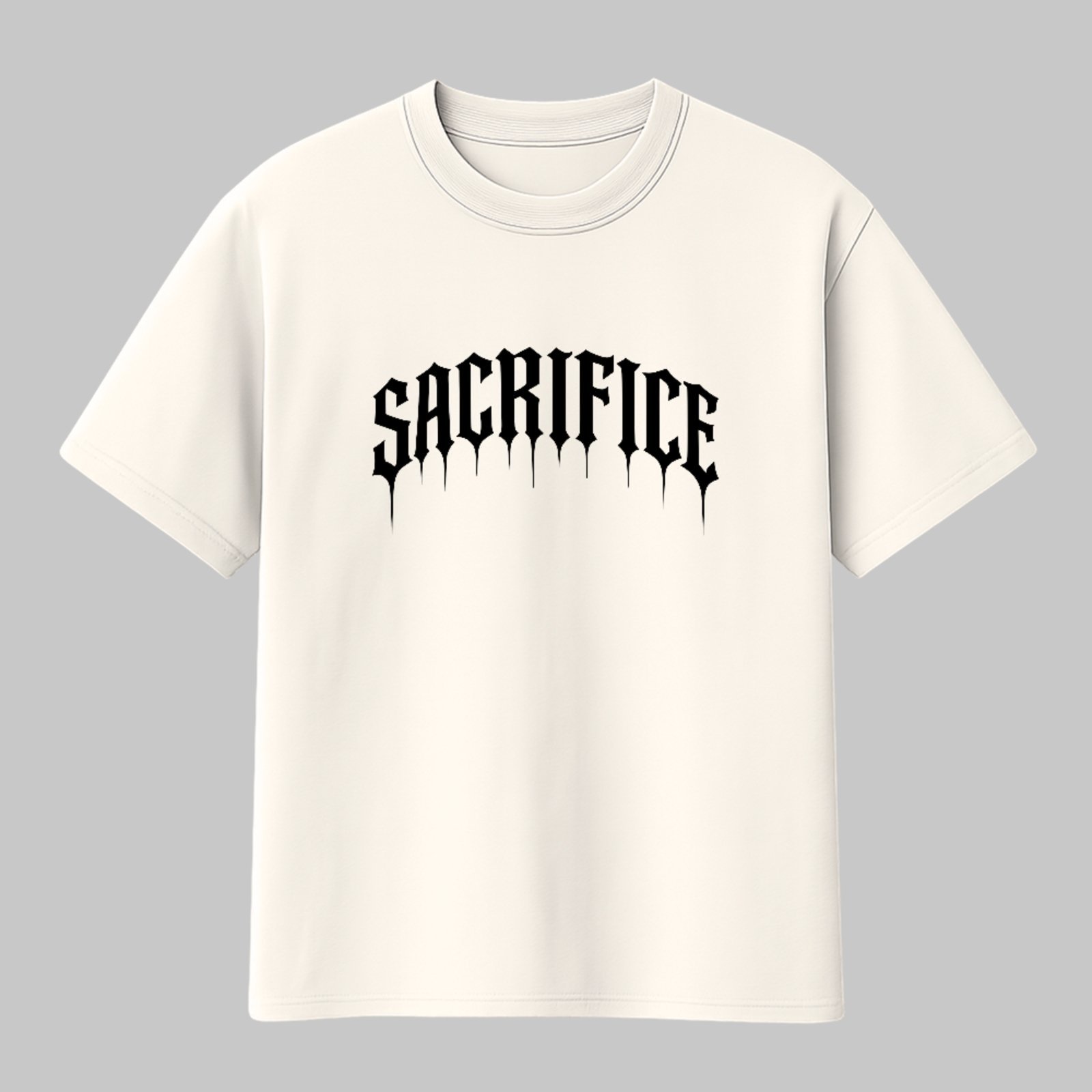 Camiseta Básica Sacrifice Gothic Lettering Streetwear Dark Off White