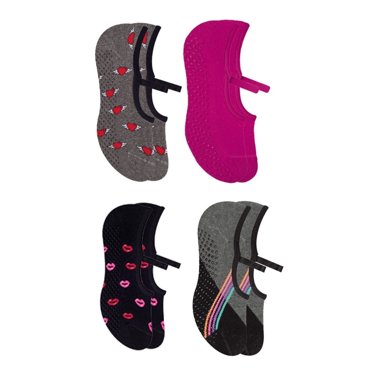 Kit 4 Pares De Meias Femininas Selene Pilates Antiderrapante Sortido