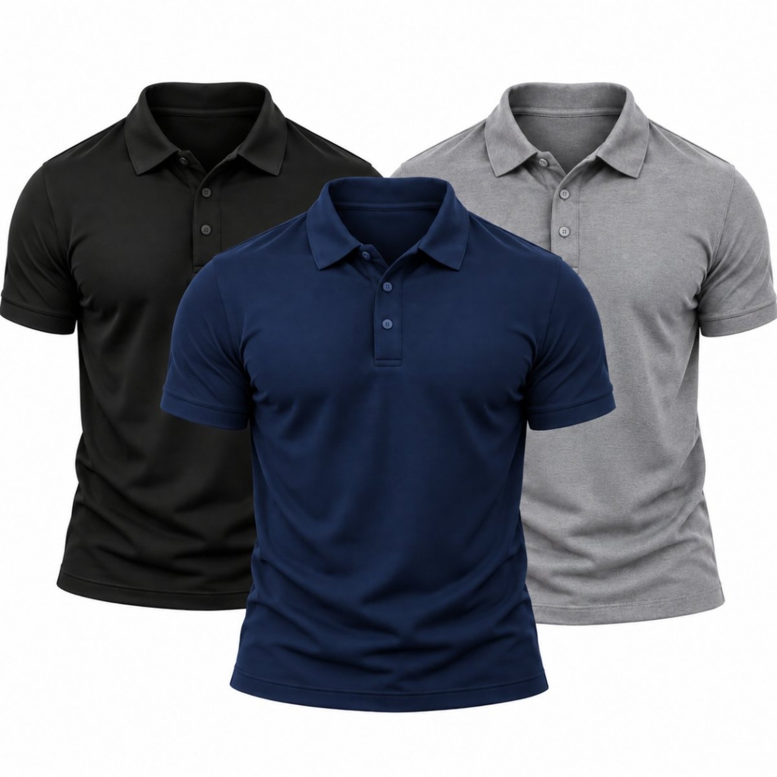 Kit 3 Camisas Polo Poliamida Masculina Básica Premium Colorido