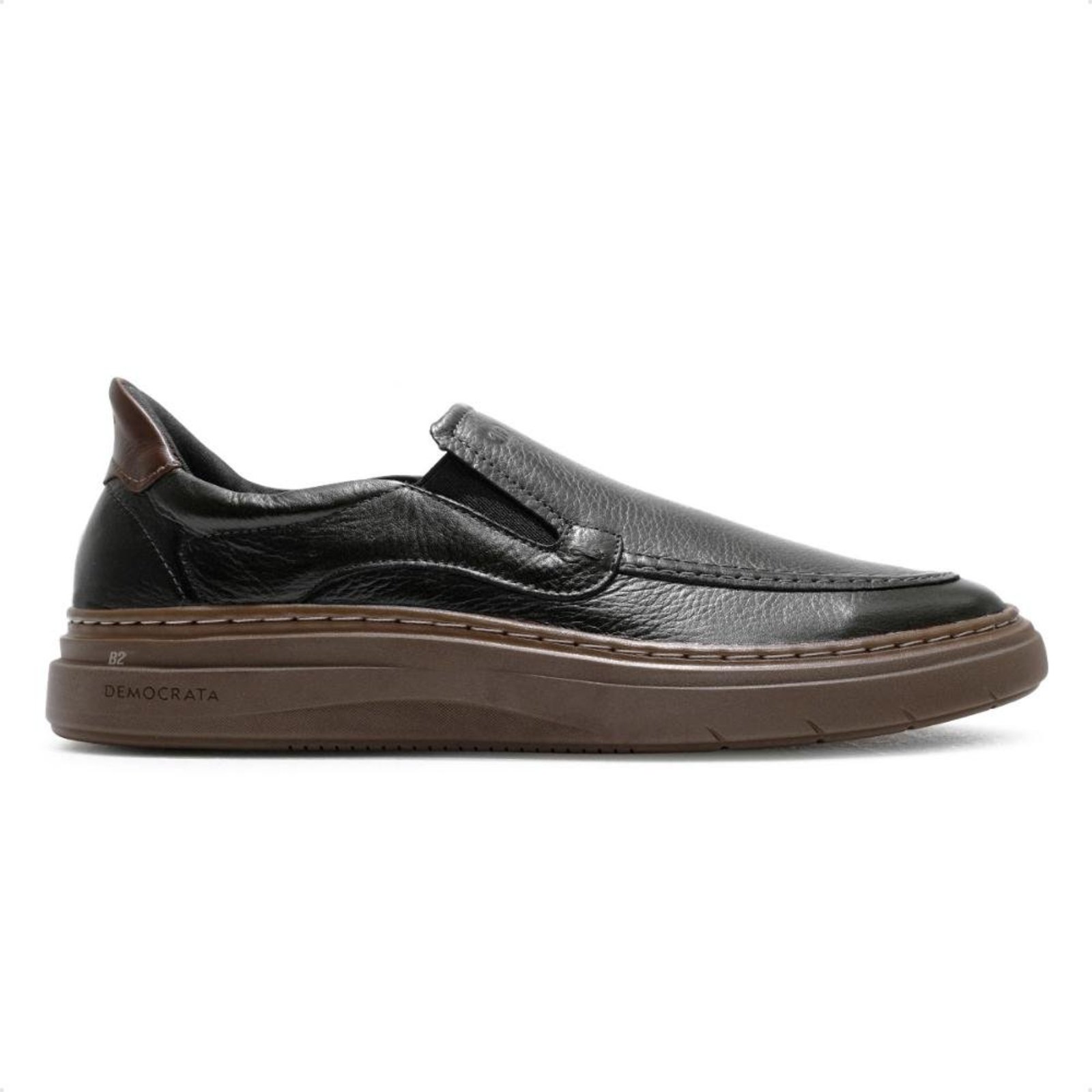 Sapatênis Democrata Calce Fácil Grid Slip On Masculino Preto
