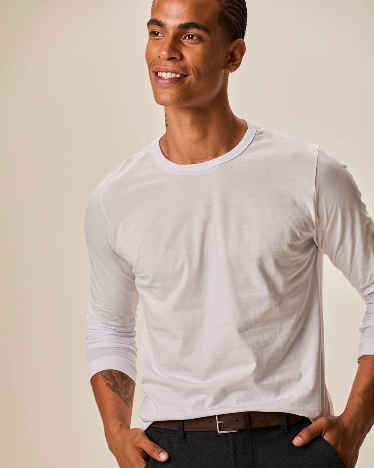 Vista 3 Camiseta Básica Masculina Punho Aplicado Em Algodão Malwee azul Malwee azul