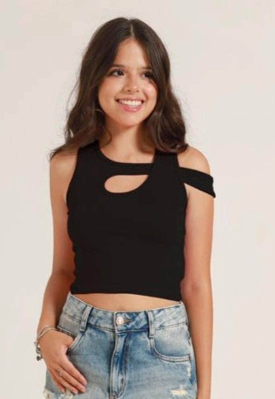 Cropped Preto Menina POAH BANANA 14 Preto