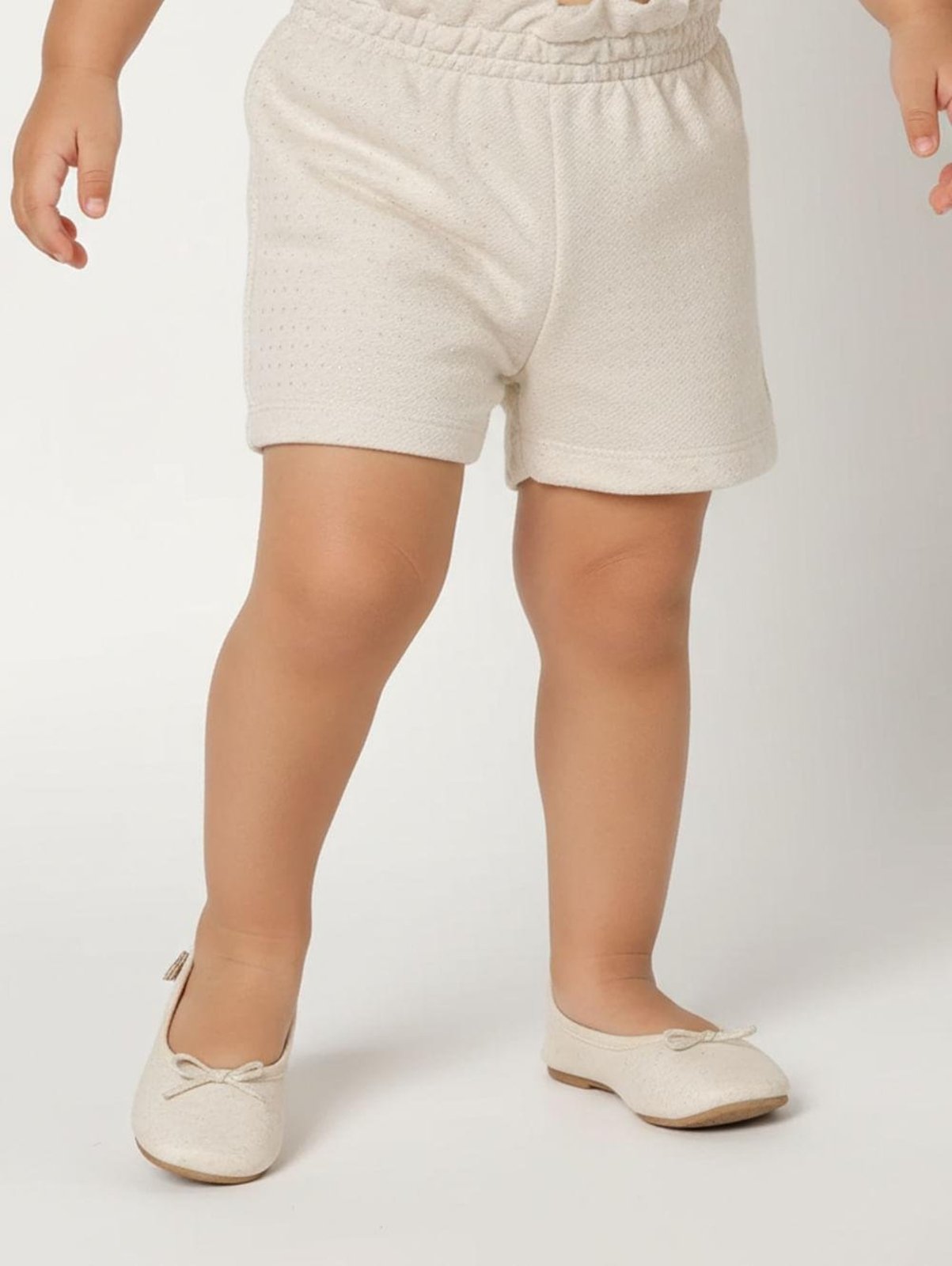 Infantil - Short Moletinho Linho Para Menina - BEGE