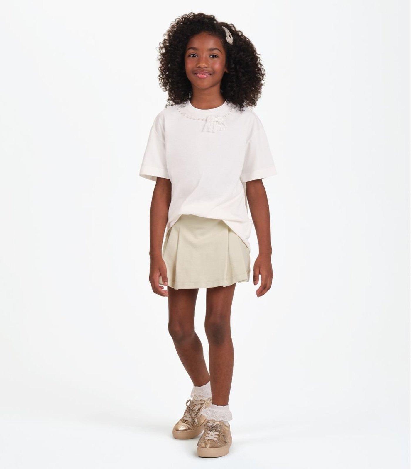 Infantil - Shorts Saia Menina Trick Nick Bege