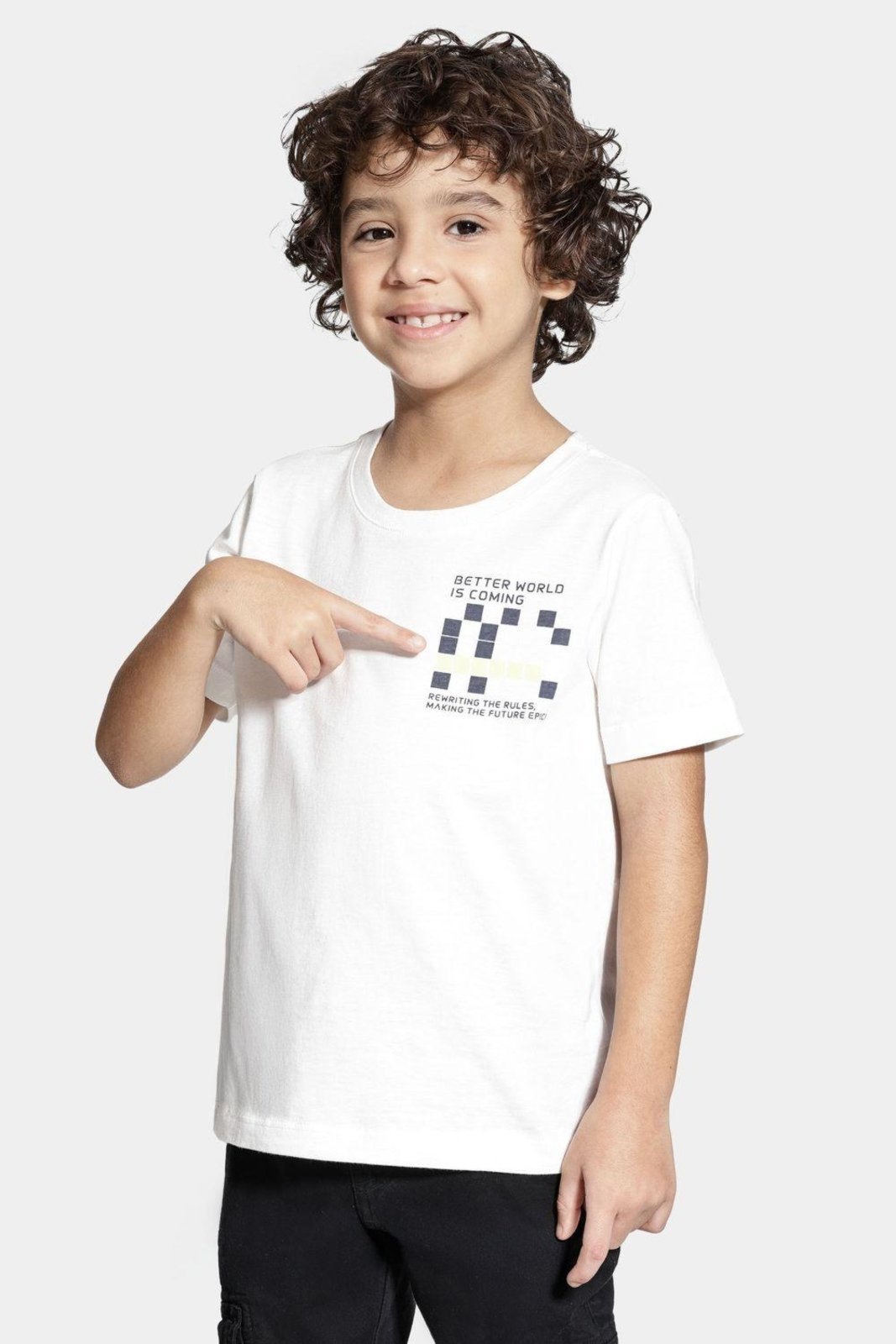 Infantil – Camiseta Aramis Manga Curta Pixel Off White