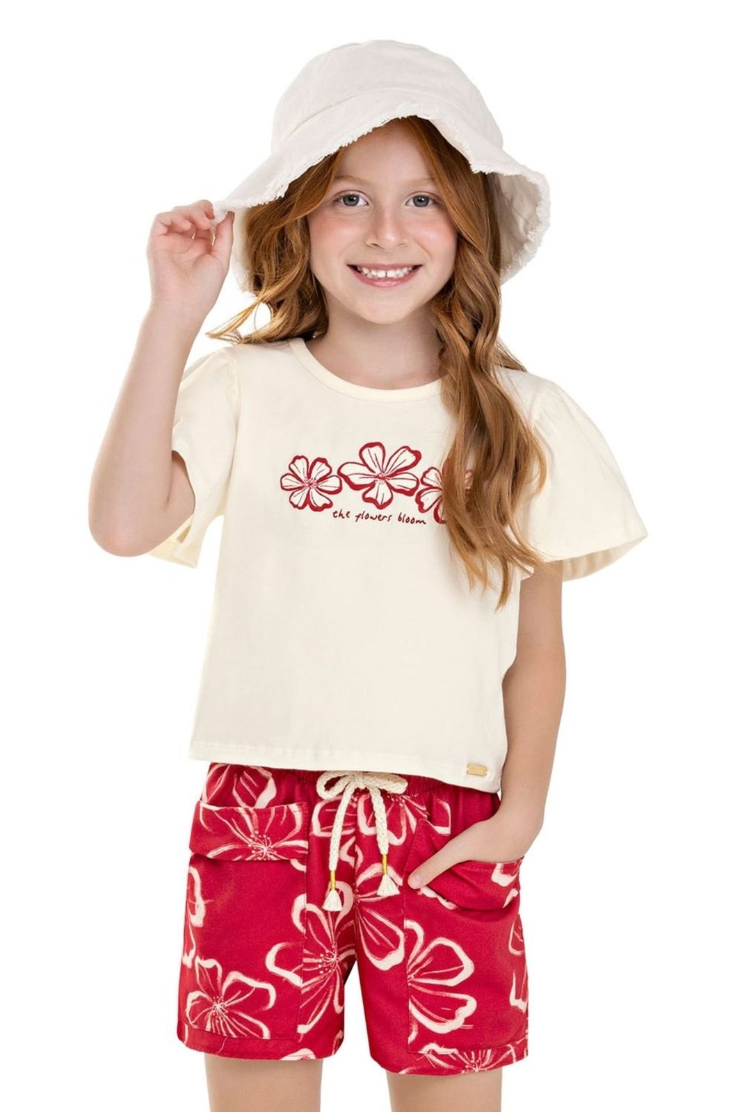 Infantil - Conjunto Menina Hibiscos Colorittá Bege