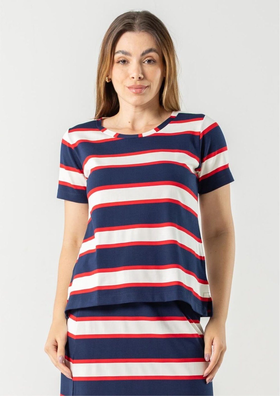 Blusa Manga Curta Pau a Pique Listrada Azul Marinho AZUL MARINHO – G Pau a Pique