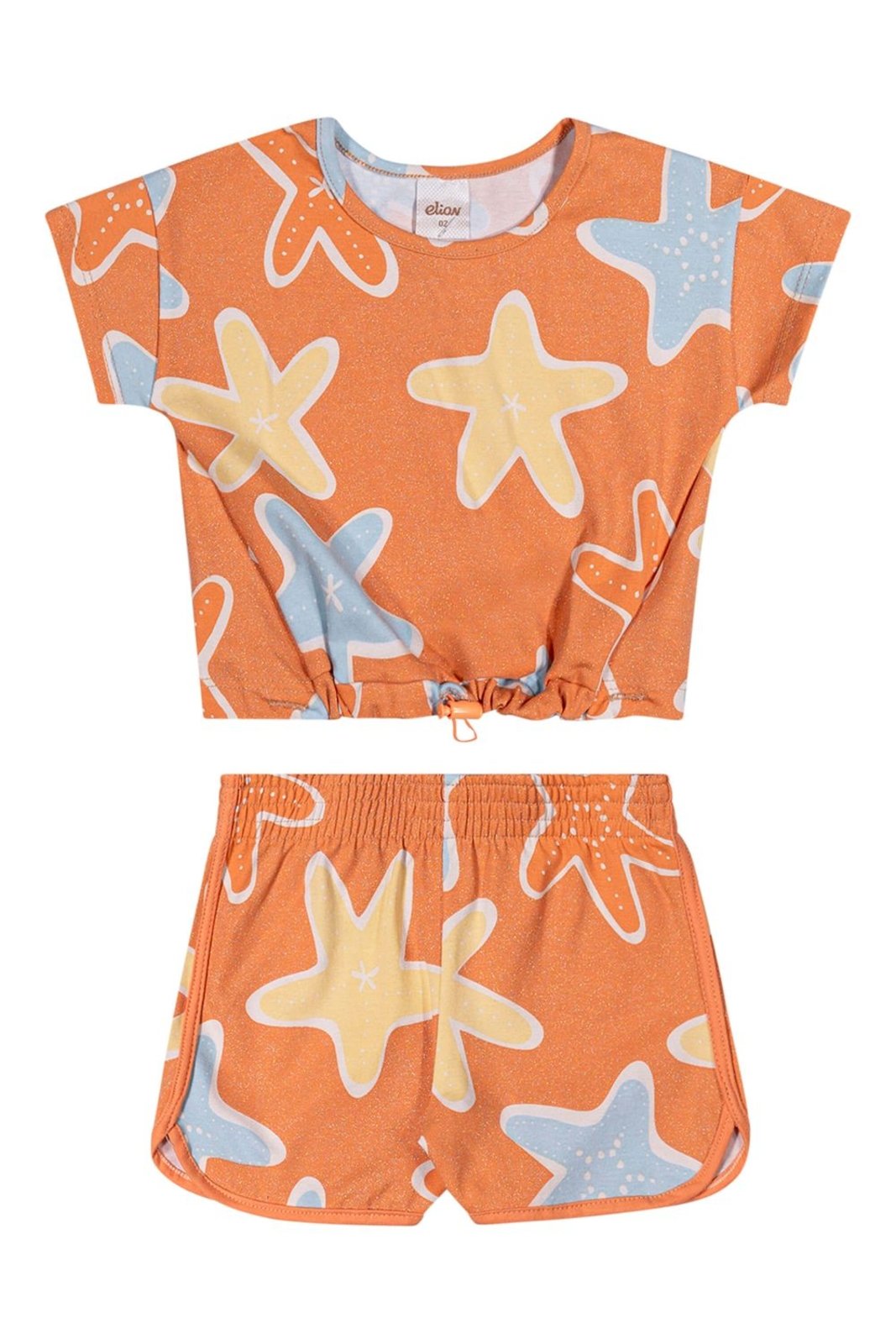 Vista 2 Infantil - Conjunto Curto Menina Estrela-do-Mar Elian laranja Elian laranja