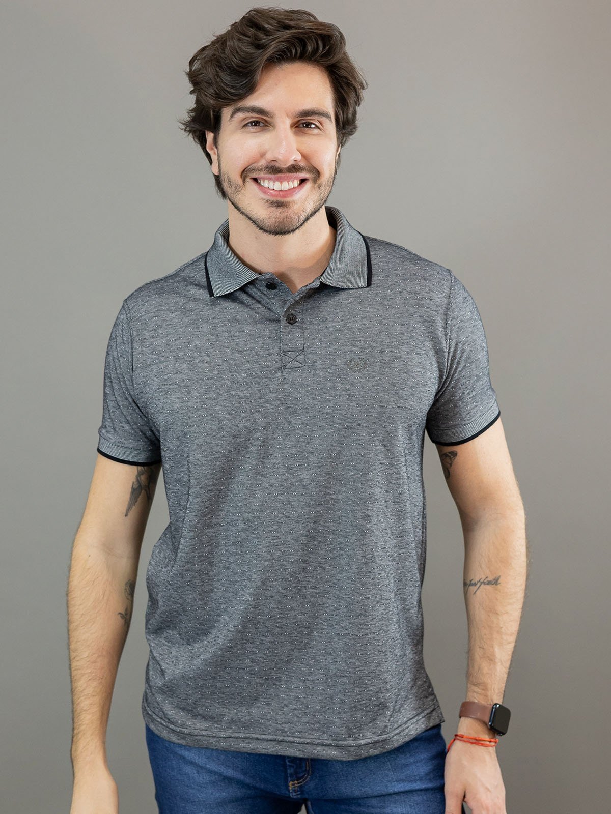 Camisa Polo Masculina Texturizada Manga Curta Anticorpus