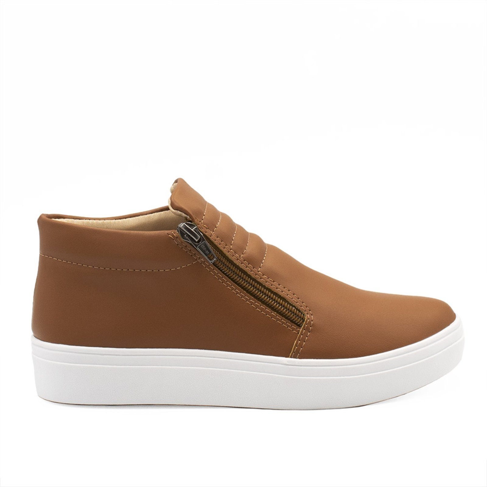 Bota Zatta Cano Curto Zíper Lateral Pathy Caramelo