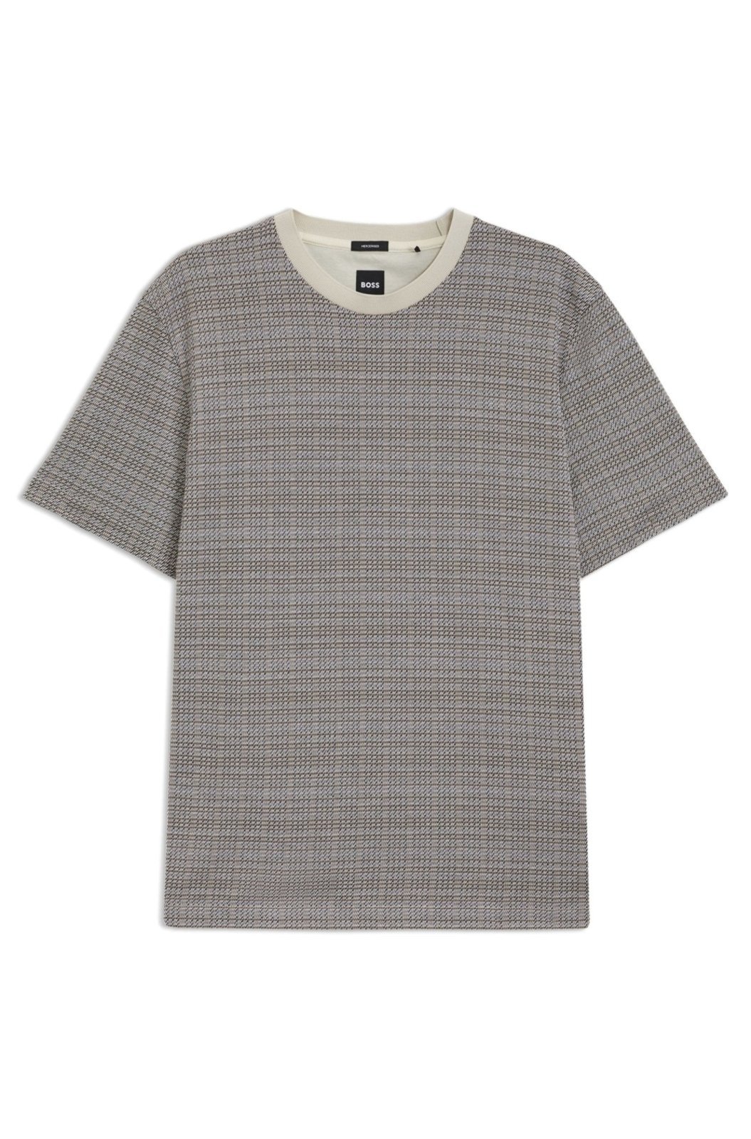 Camiseta Em Algodão Mercerizado Com Padrão Em Grelha