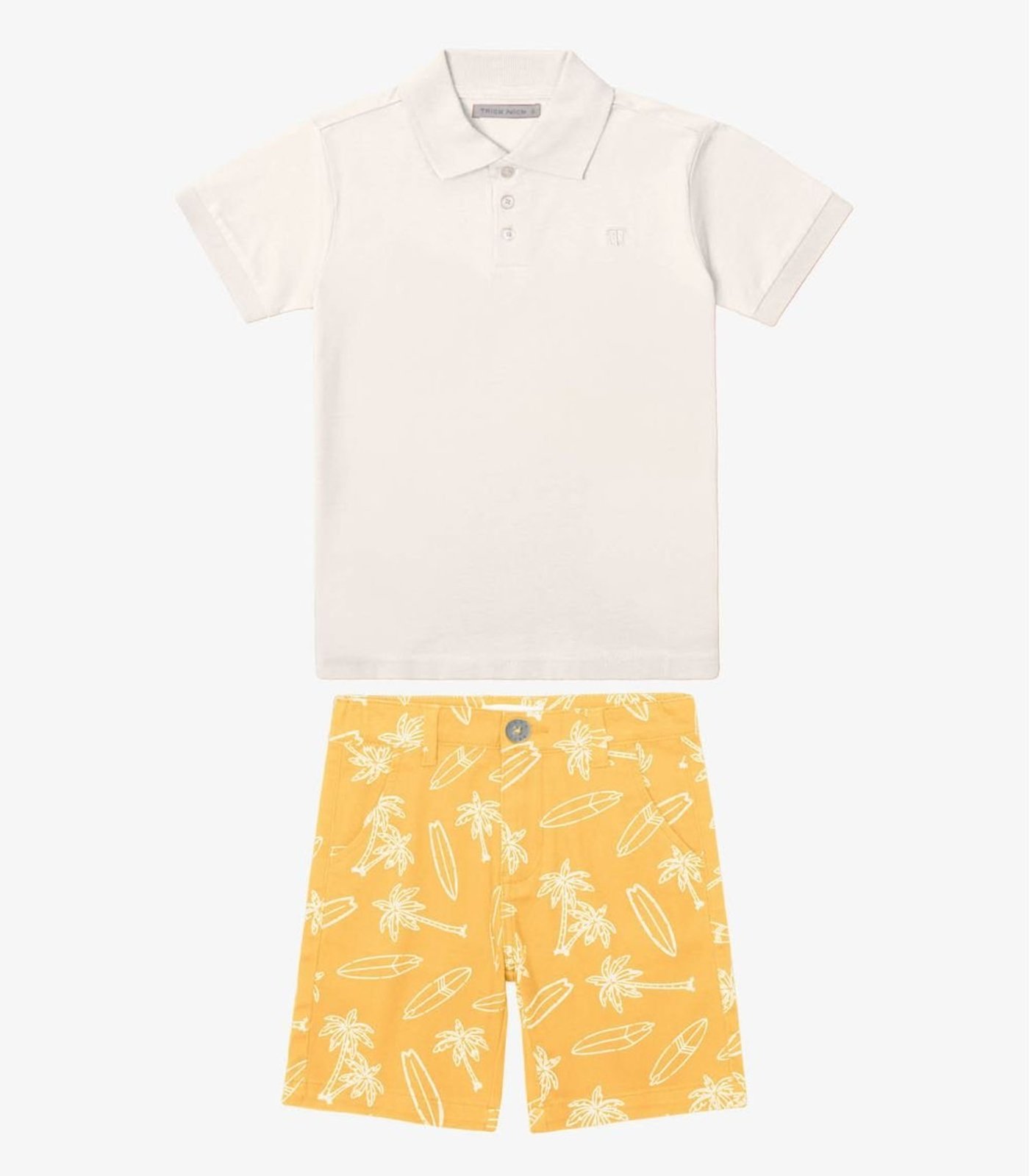 Infantil - Conjunto Masculino Polo Com Bermuda Trick Nick Bege