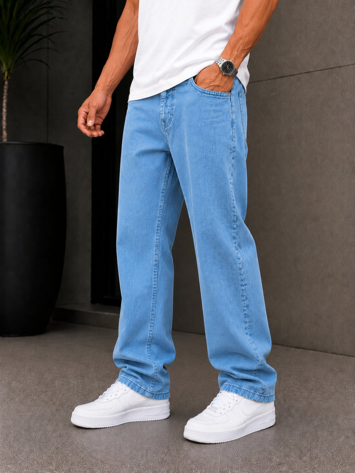 Calça Balão Masculina Alpha Street Wear Básica Casual Confortável Delave