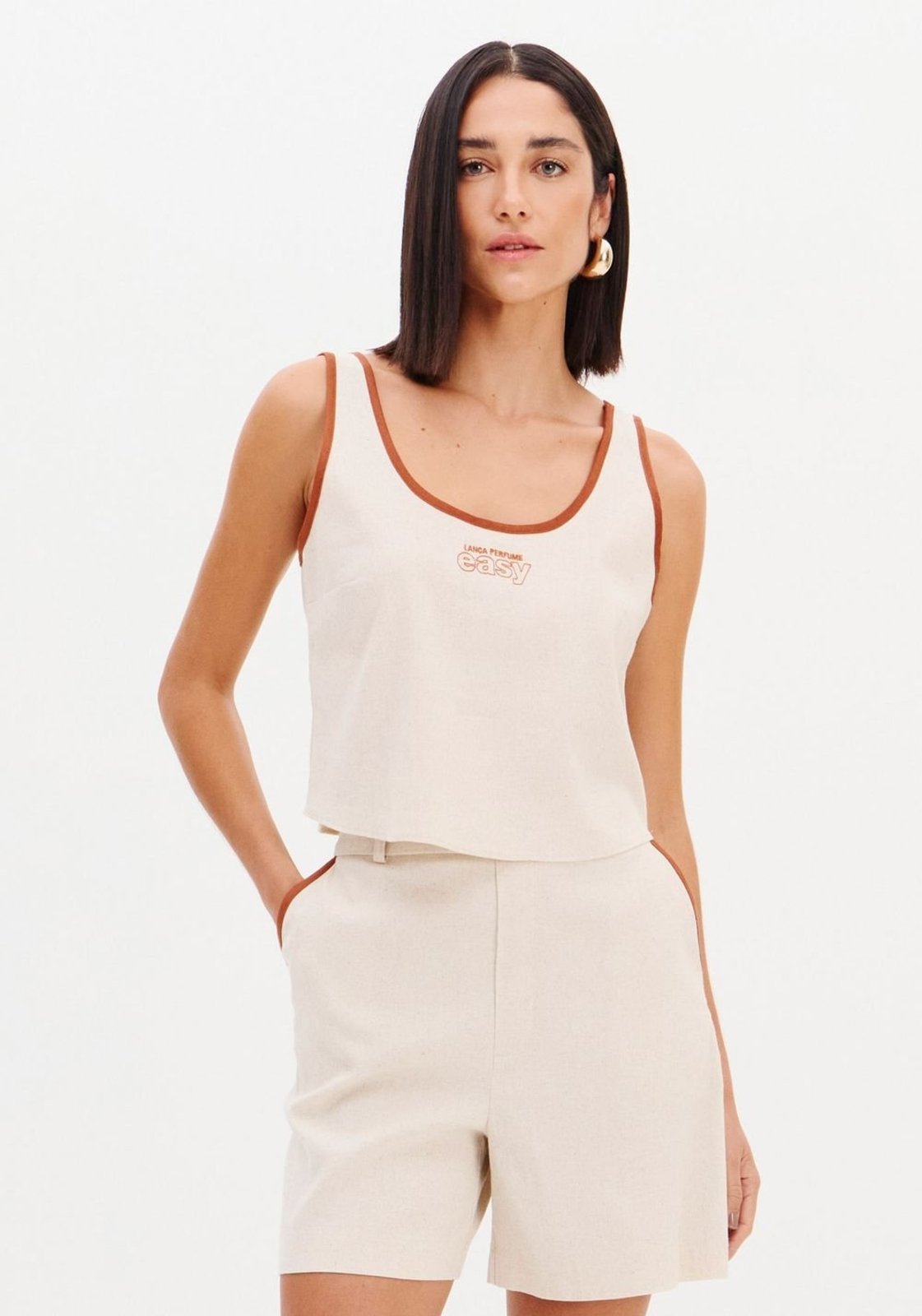 Blusa Cropped Descolada Com Linho Sport Easy
