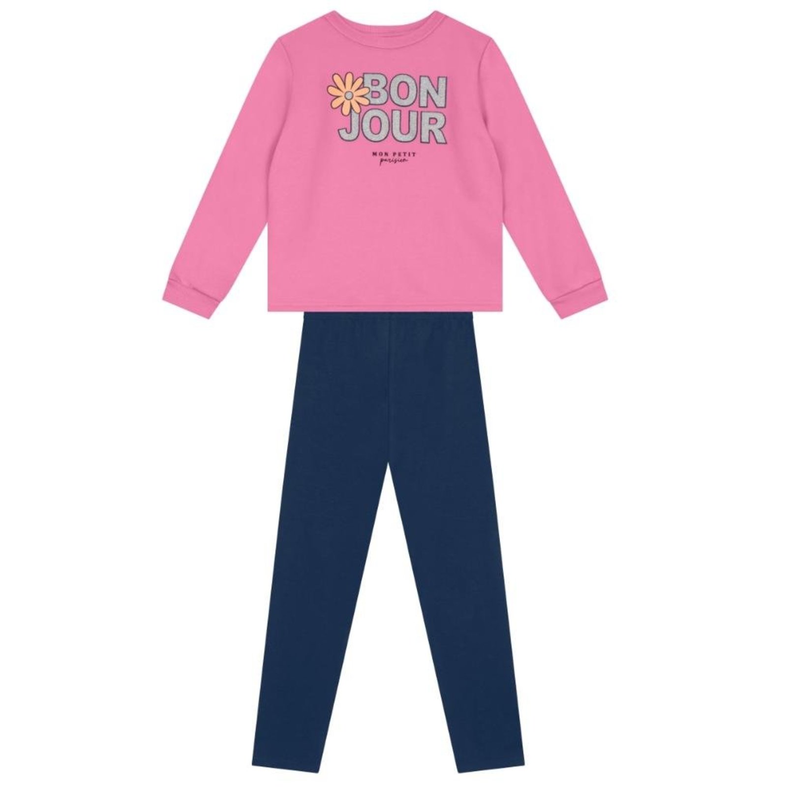 Infantil - Conjunto menina de flor com glitter Brandili