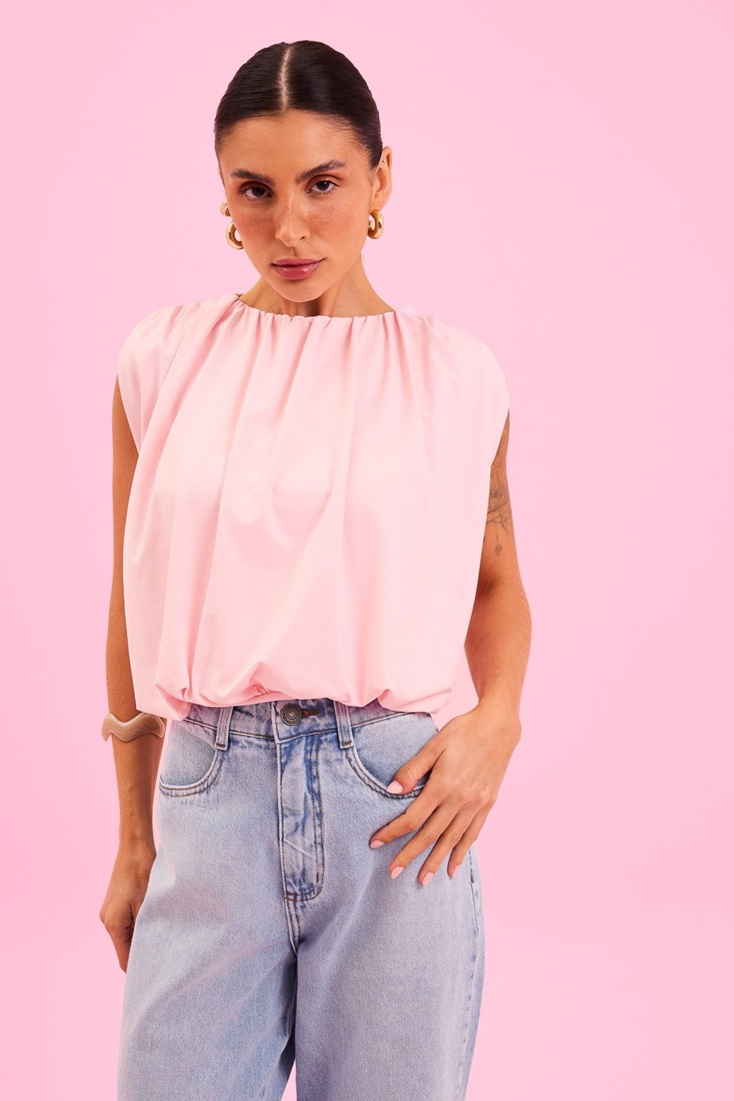 Blusa Em Poliamida Mia Rosa - In Love - Rosa