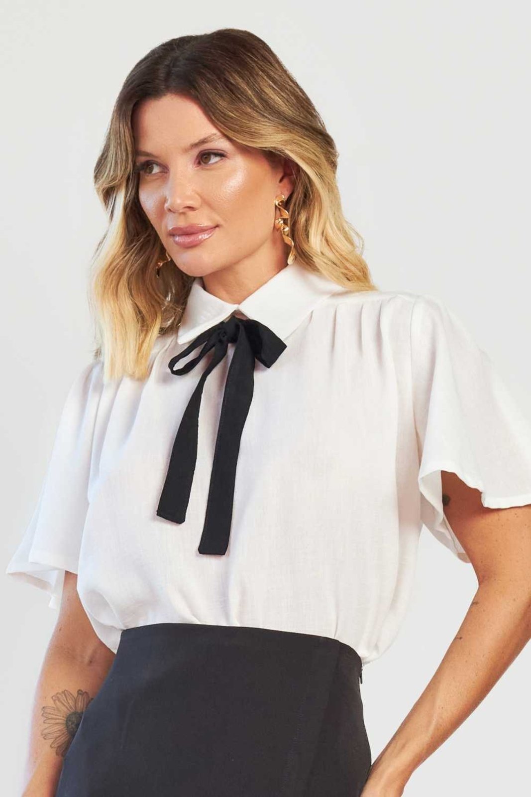 Vista 2 Blusa Vanibele Gola Off White off-white white Vanibele off-white white