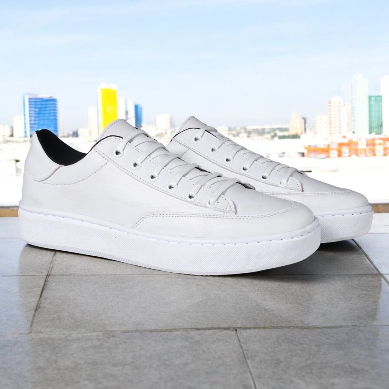 Sapatênis Tênis Masculino Casual Confortável Atacador Ajustável Moda Branco
